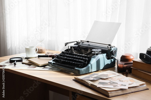 Vintage typewriter with bla...