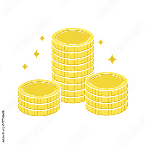 Golden coins stack top view 3D render