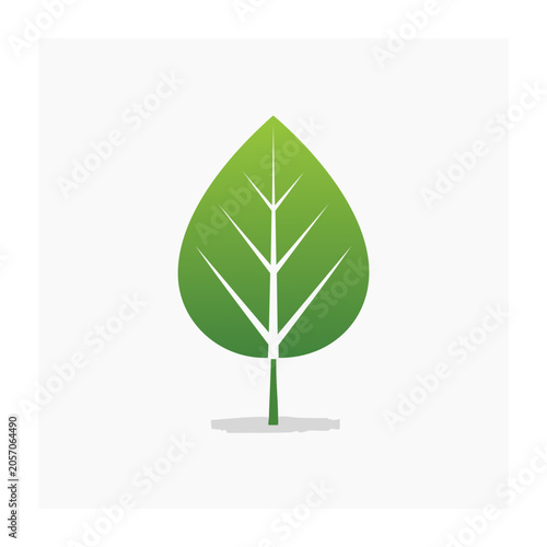 Green leaf icon isolated on transparent background