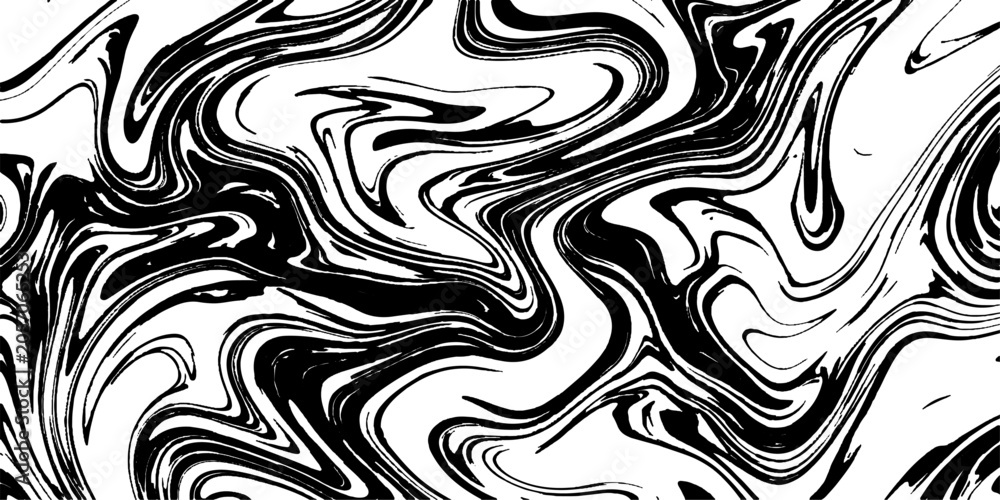 Fototapeta premium Abstract black and white marble texture with fluid swirls and chaotic patterns, creating a visually striking and dynamic design element.
