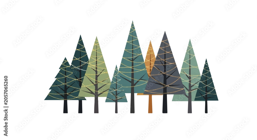 Fototapeta premium A serene forest landscape with various trees standing tall in a natural environment viewed from a distance.