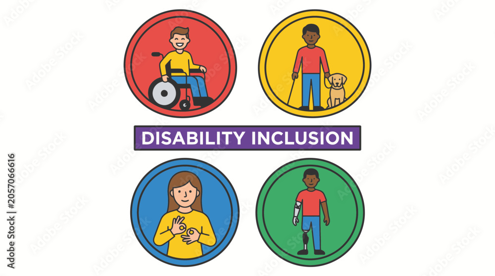 Fototapeta premium Disability Inclusion Icons for Disability Pride Month