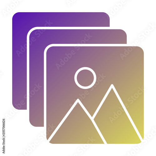 Photo Gallery icon illustration. This is a vector single icon with a solid gradient style. It is suitable for various purposes, including website design, mobile app design, and logo design.