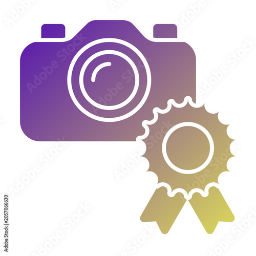 Photography Award icon illustration. This is a vector single icon with a solid gradient style. It is suitable for various purposes, including website design, mobile app design, and logo design.