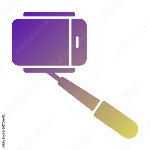 Selfie Stick icon illustration. This is a vector single icon with a solid gradient style. It is suitable for various purposes, including website design, mobile app design, and logo design.
