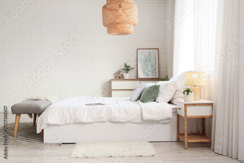 Interior of bedroom with co...