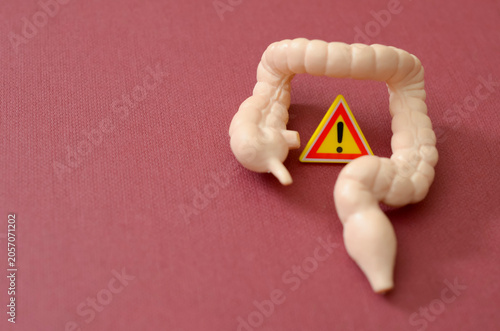 Digestive System Disorder Alert or Gut Health Danger Symbol