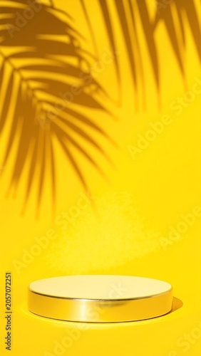 a yellow table with a white plate on it