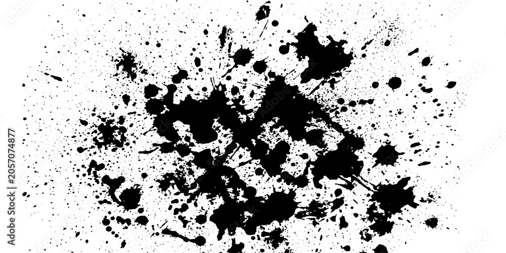 Fototapeta premium A dynamic explosion of black ink splatters creates an abstract pattern, evoking a sense of chaos and artistic expression.