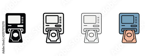 Canvastavla bill changers and money machines in different colors isolated on white backgrou