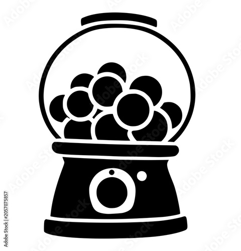 Картината върху платно Vector silhouette of classic gumball machine with round top filled with gumballs and coin slot base