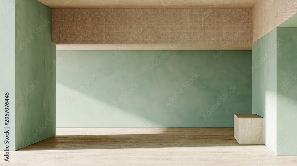 Fototapeta premium Sage Wall and Floor Interior with Soft Shadow