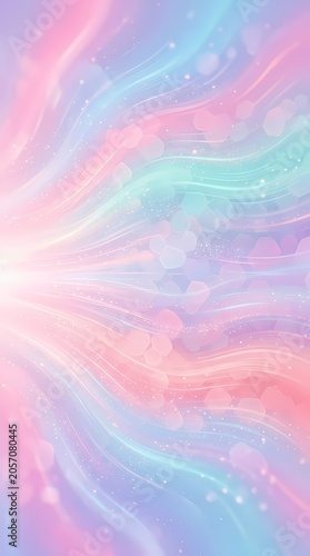 Pastel Rainbow Swirls & Bokeh Lights Background, Soft Dreamy Aurora