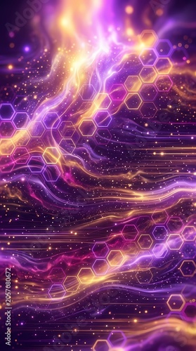 Cosmic Nebula with Hexagons: Galactic Abstract Background