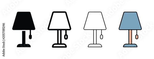 Schilderij op canvas table lamps with various shades and designs in a row on white background  simple