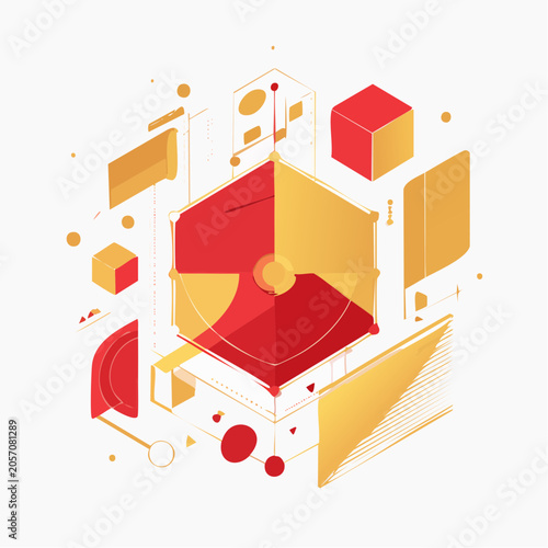 Abstract Geometric Composition with Cubes and Hexagons