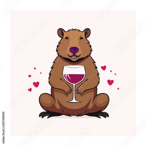 Cute cartoon panda holding heart
