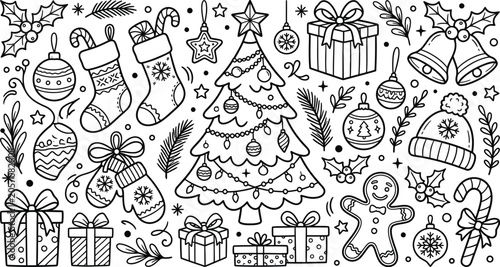 Big Merry Christmas and happy New Year festive vector collection