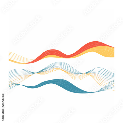 Curved ribbon with red yellow blue stripes