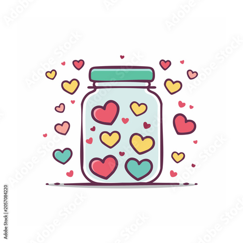 Flat design water bottle with heart pattern