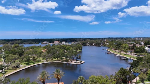 Tarpon Springs Florida Drone Aerial, Historic Sponge Docks & Waterfront Views