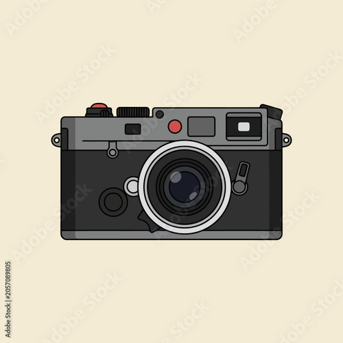 Valokuva A vintage rangefinder camera illustration on a plain background