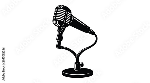 Foto Vintage microphone silhouette on a white background simple graphic design