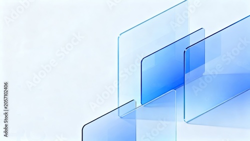 Abstract Blue Modern Architecture Interior with Light and Perspective Design