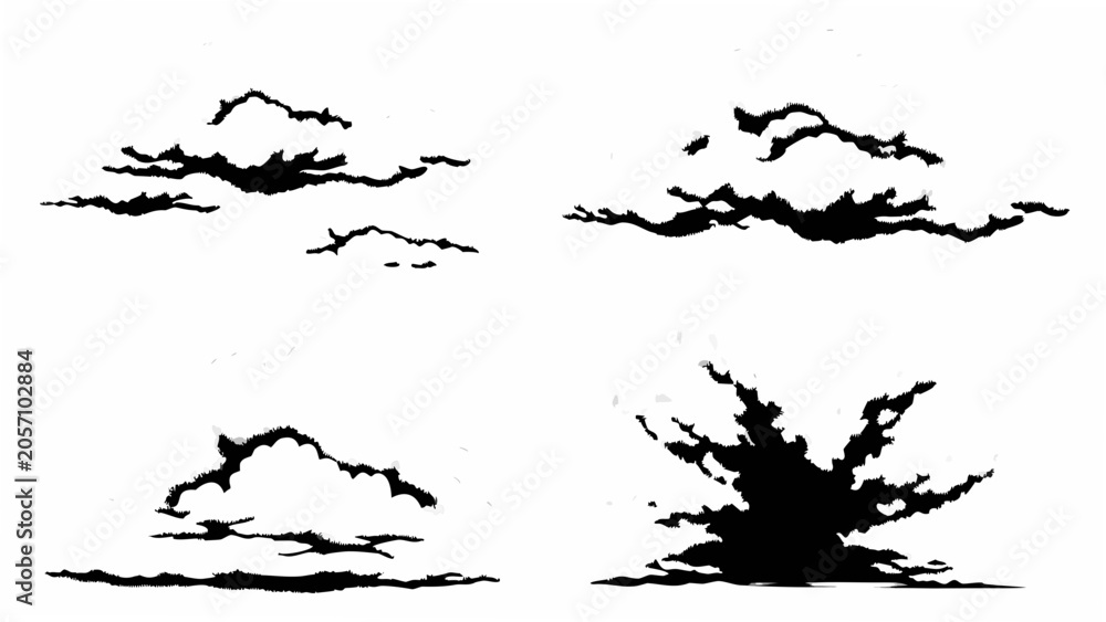 Obraz premium Cloud formations silhouette against a white background