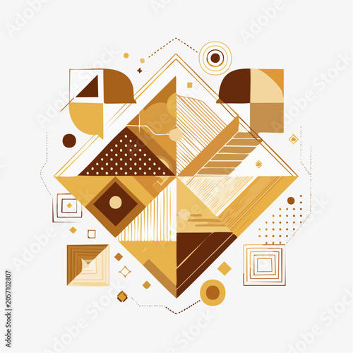 Geometric Abstract Design with Golden and Brown Tones