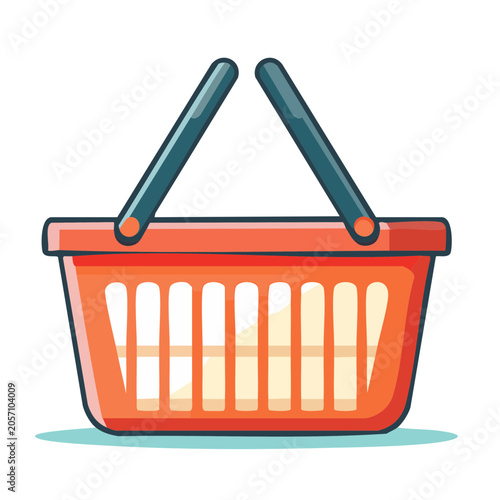 Flat vector shopping basket with handle