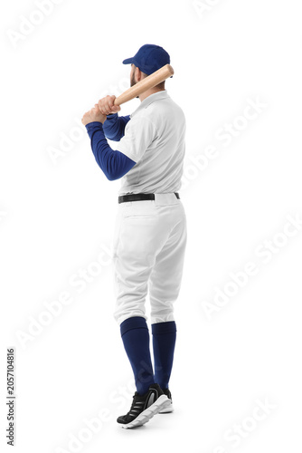 Baseball player in white un...