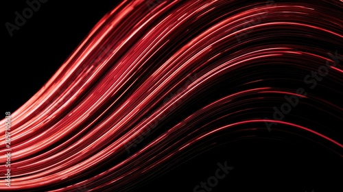 Flowing red abstract light trails against a dark, textured background