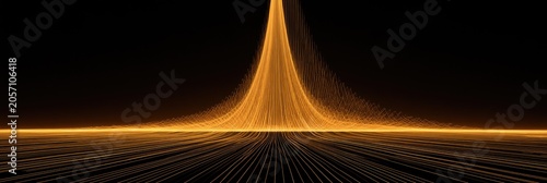 Glowing golden lines emanating from a horizon against a dark background