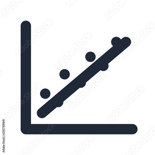 Regression line line icon, artificial intelligence outline symbol
