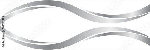 Silver swooshes lines with gradient for a luxurious border or footer on a certificate, banner
