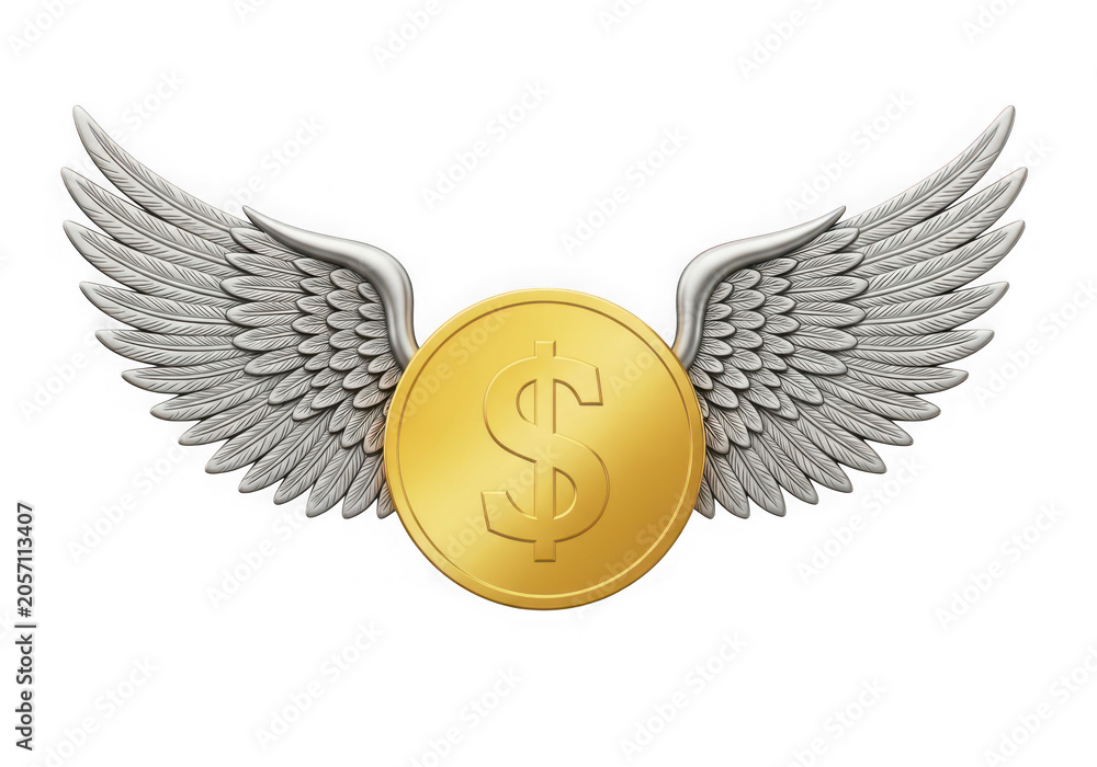 Naklejka premium Golden snitch with wings isolated on white isolated on transparent background