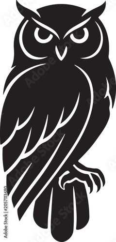 Owl, Black, Vector, Wildlife Icon