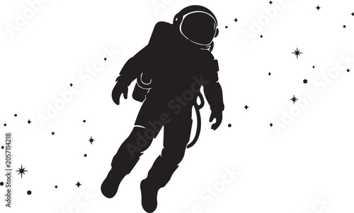 Astronaut, Space, Black Silhouette, Stars