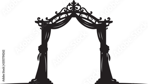 Wedding Arch, Black Decorative Gate, Event Entrance, Ornate Portal