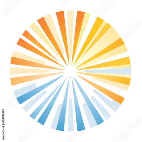 Abstract radial pattern with warm and cool colors