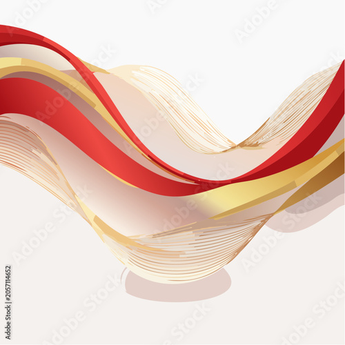 Abstract Red and Gold Wavy Lines Background
