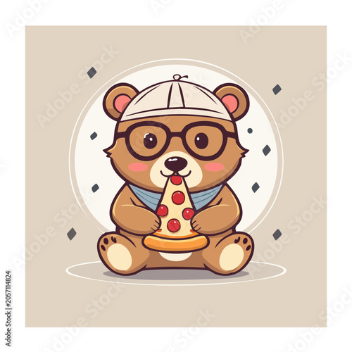 Cute cartoon girl wearing bear hat with hearts