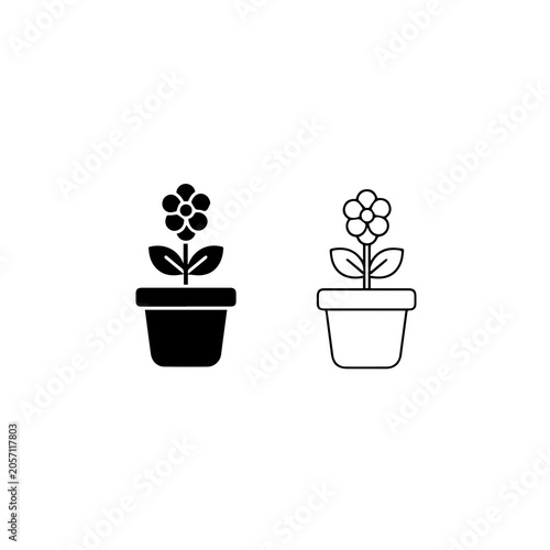 Minimalist Flower Pot Icon Set Vector Illustration