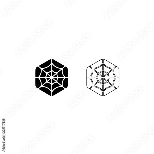 Minimalist Hexagonal Spider Web Icon Set