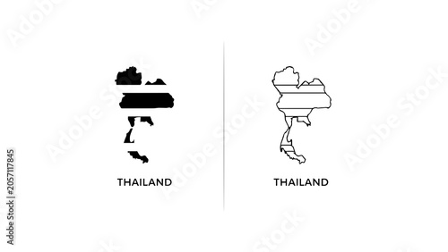 Minimalist Thailand Map Silhouette With Line Art Design