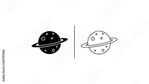 Minimalist Planet Saturn Icons In Two Styles