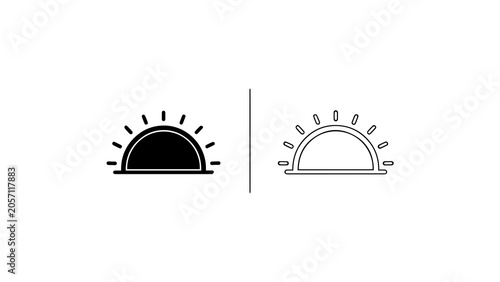 Minimalist Sun Icons In Solid And Outline Style