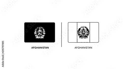 Afghanistan Flag Icons Set Black And White