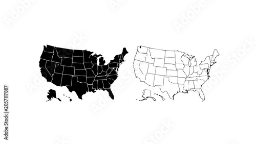 United States Map Silhouette and Outline Collection